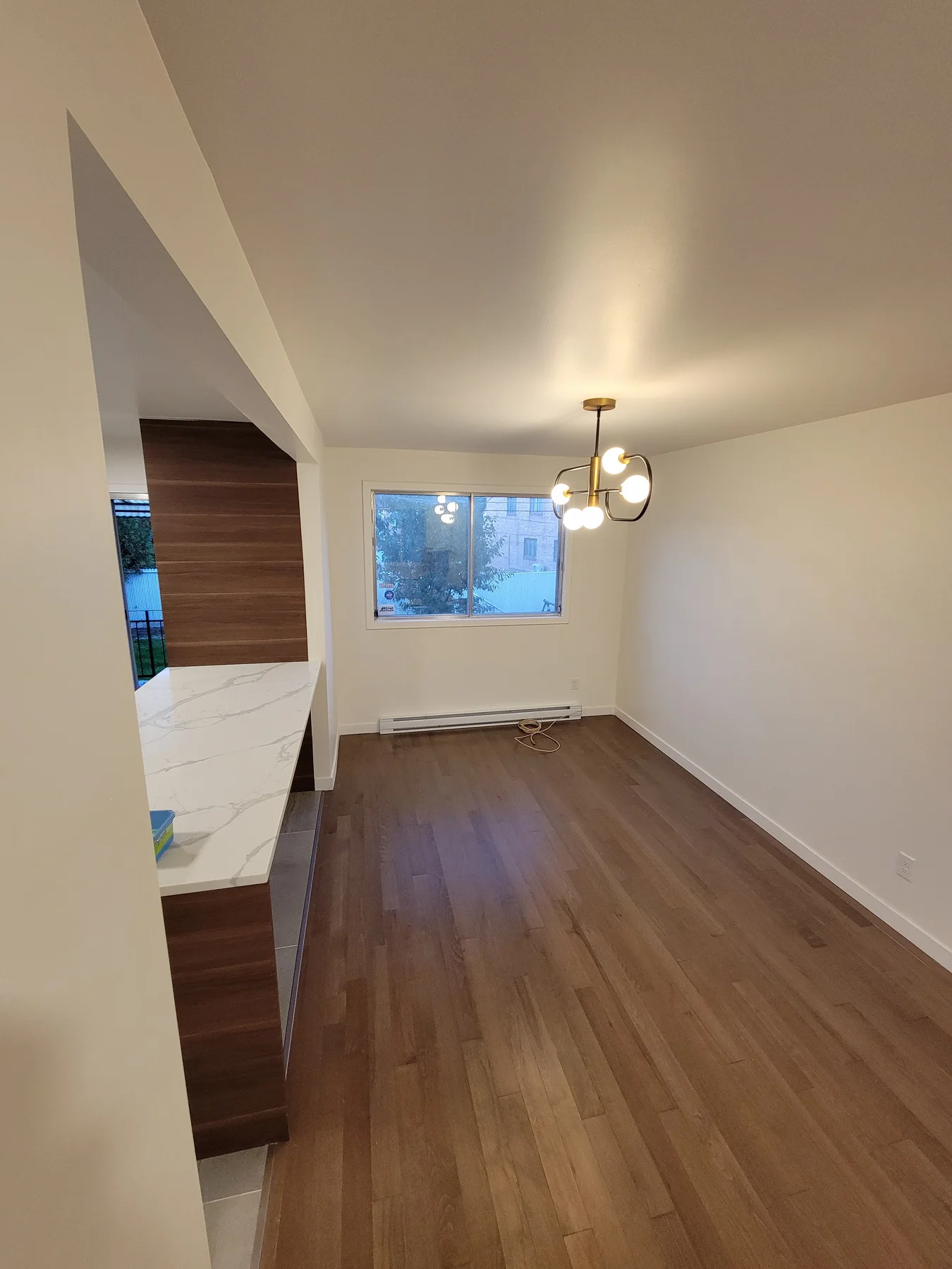 Open-concept main floor, seen from the staircase